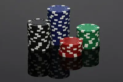 Stacks of coloured casino chips