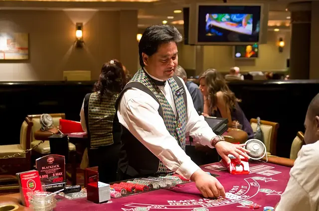 Dealer at a live casino table